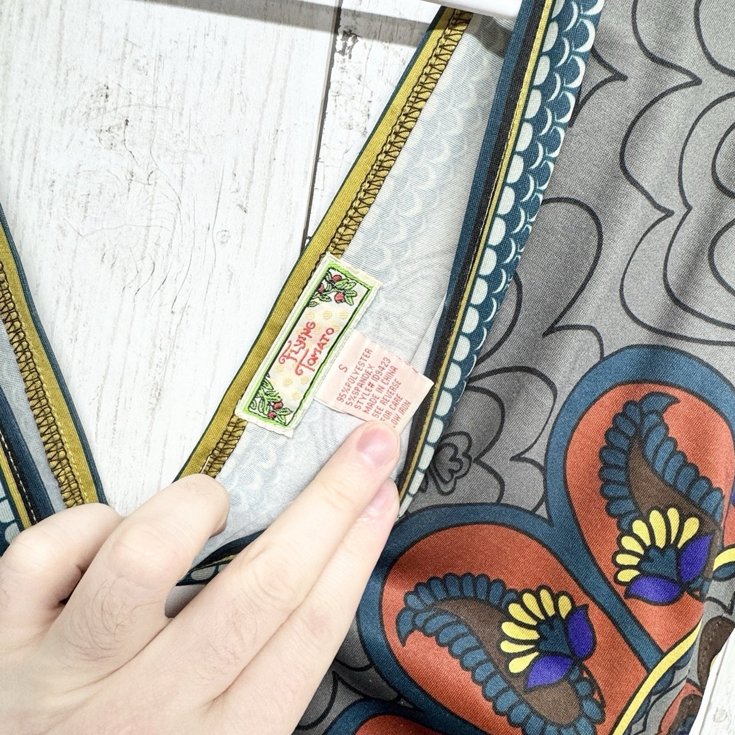 Flying Tomato Dress Women Size Small Multi Pattern V-Neck Cape Short Sleeve Mini