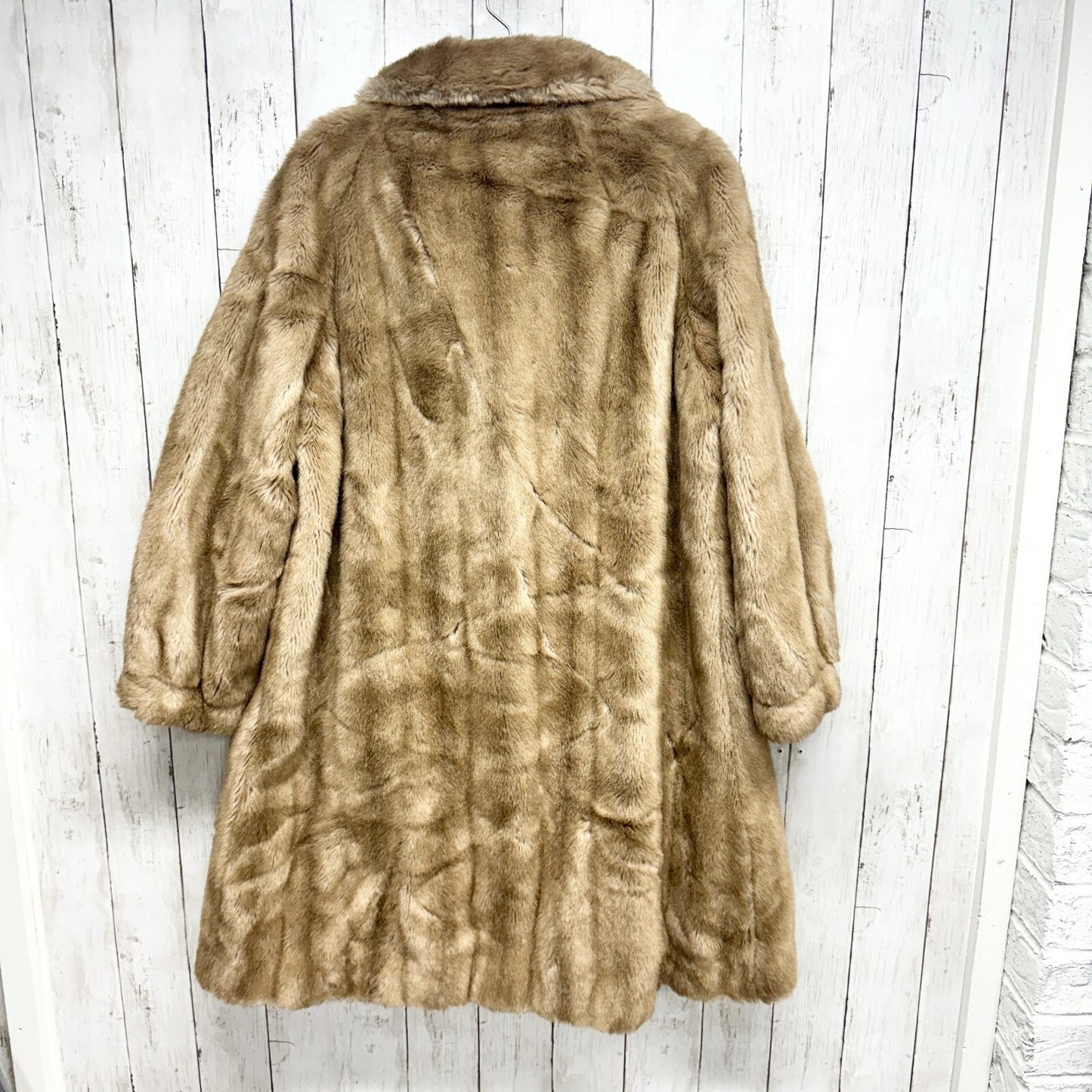 Vintage Coat Unisex Sz 14 Mink Fur Collared Long Sleeve Peacoat Front Pockets