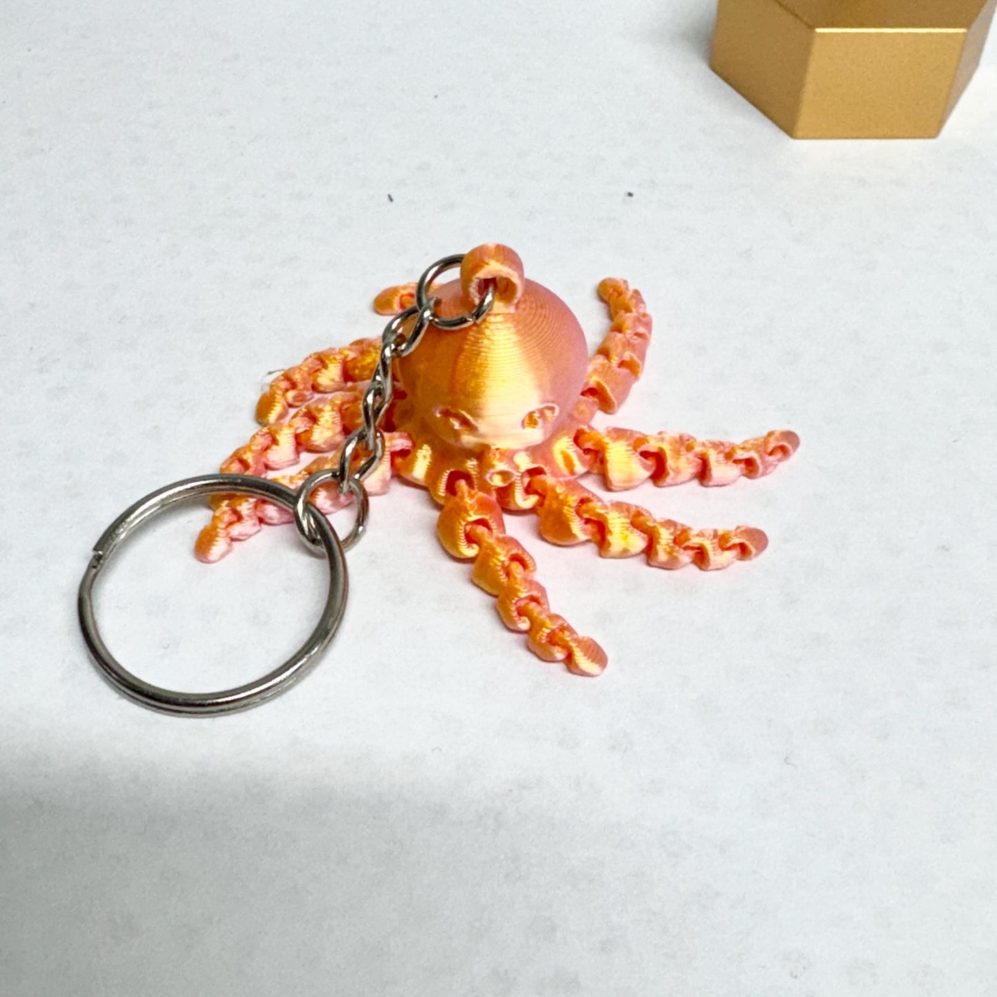 Eradesant 3D Printed Pink/Orange Octopus Keychain Unique Design Orange Colorful Octopus Charm Animal Key Accessory Practical & Fun
