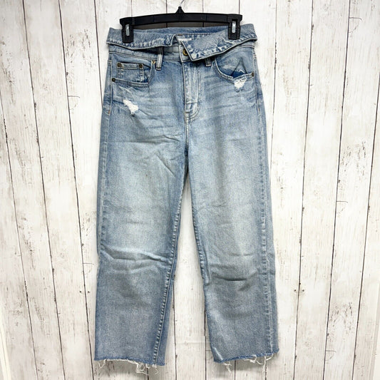 PISTOLA Jeans Women Size 27 Distressed Wide Leg Cotton High Waisted Rolled Hem