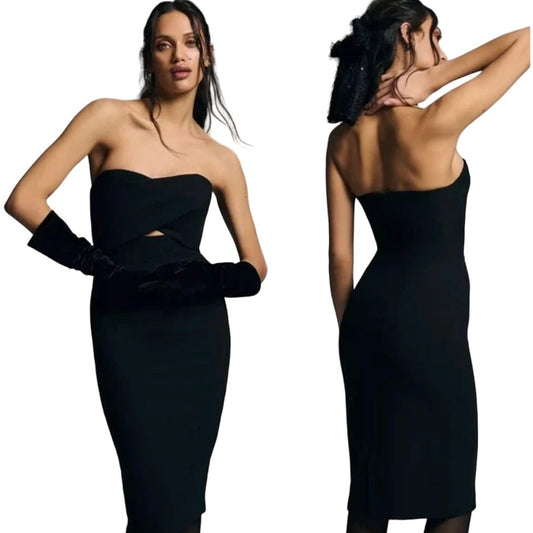 Anthropologie Black Halo Eve Strapless Cutout Mini Dress 10