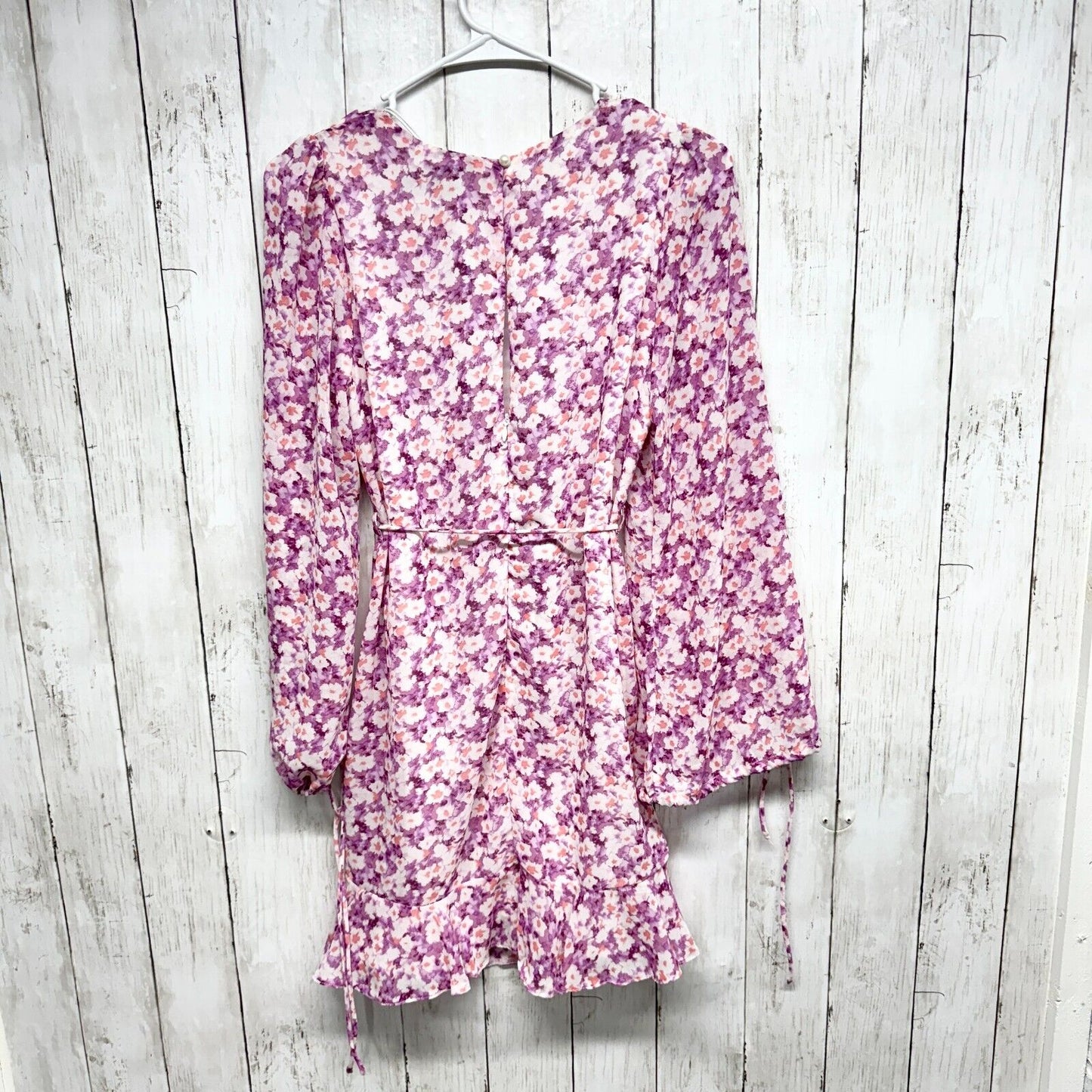 PETALS + PUP Dress Women Size 2 Paige Purple Mini Flared Sleeve Floral Fit Flare