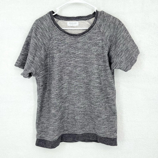Everlane Raglan Style Gray Short Sleeve Swoop Neck Sweater Size Medium
