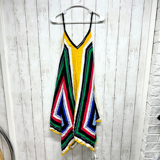 Vintage Y2K Women’s SZ S Jealous Tomato Shark Hem Sun Dress Striped Boho Tribal