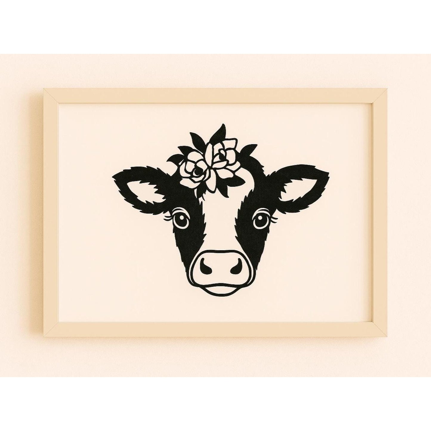 Minimalist Abstract Wall Art | Black Line Cow Modern Farm Life Artwork