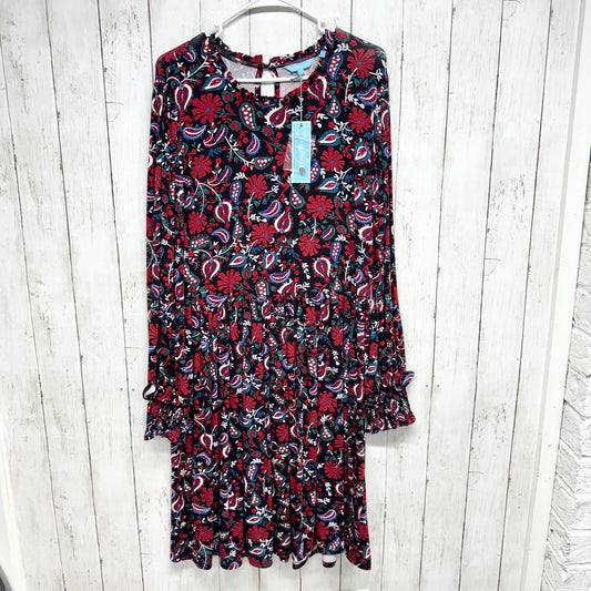DRAPER JAMES Dress Women Size TL Long Sleeve Paisley Faux Wrap Mini Knit Red