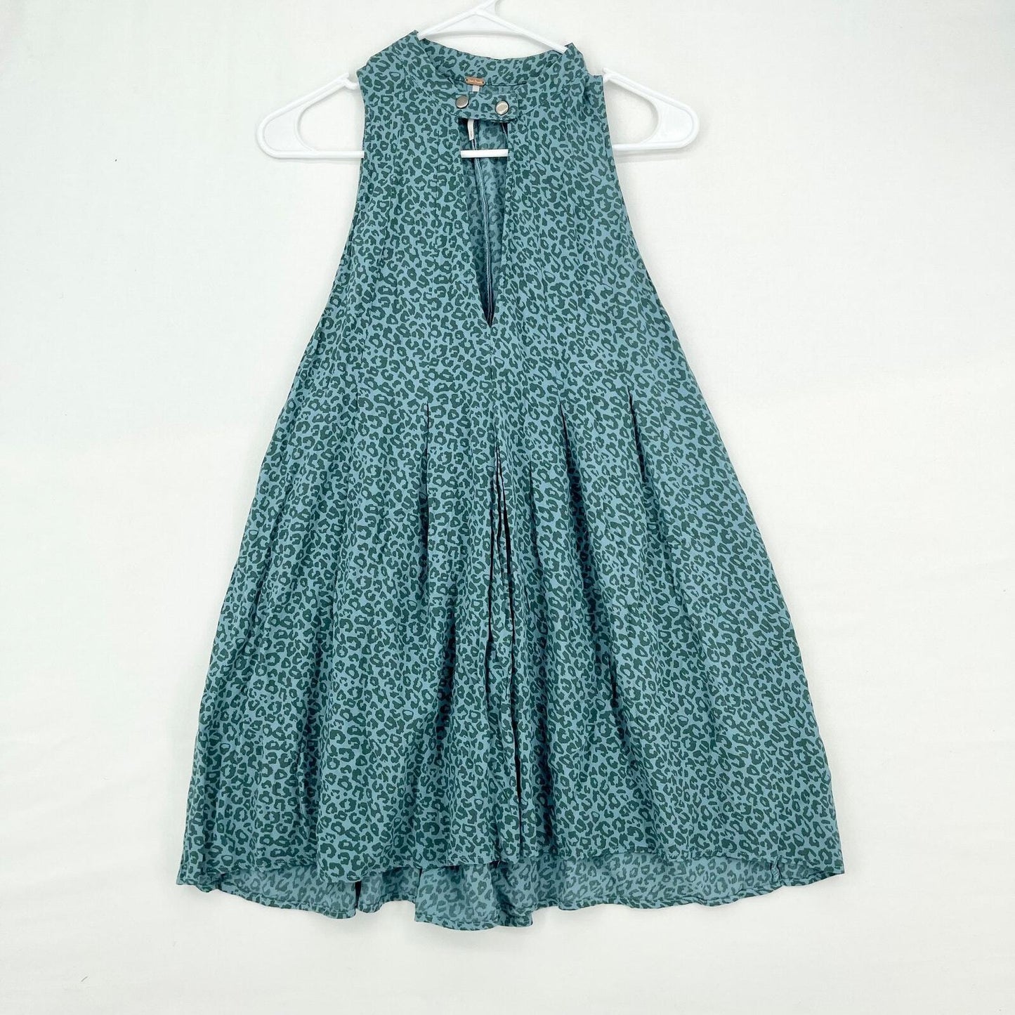 Free People Halter Neck Blue Leopard Printed Mini Dress Size Small