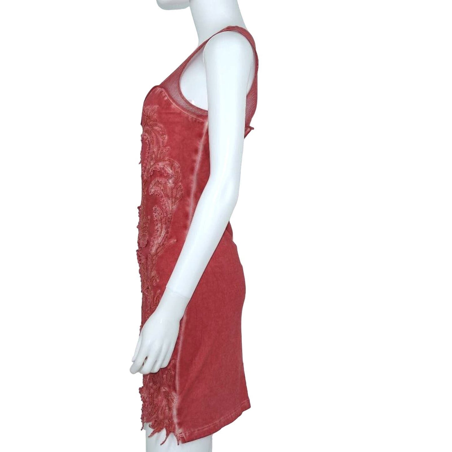 Free People Pink Mesh Beaded Boho Butterfly V Neck Mini Dress Size Small