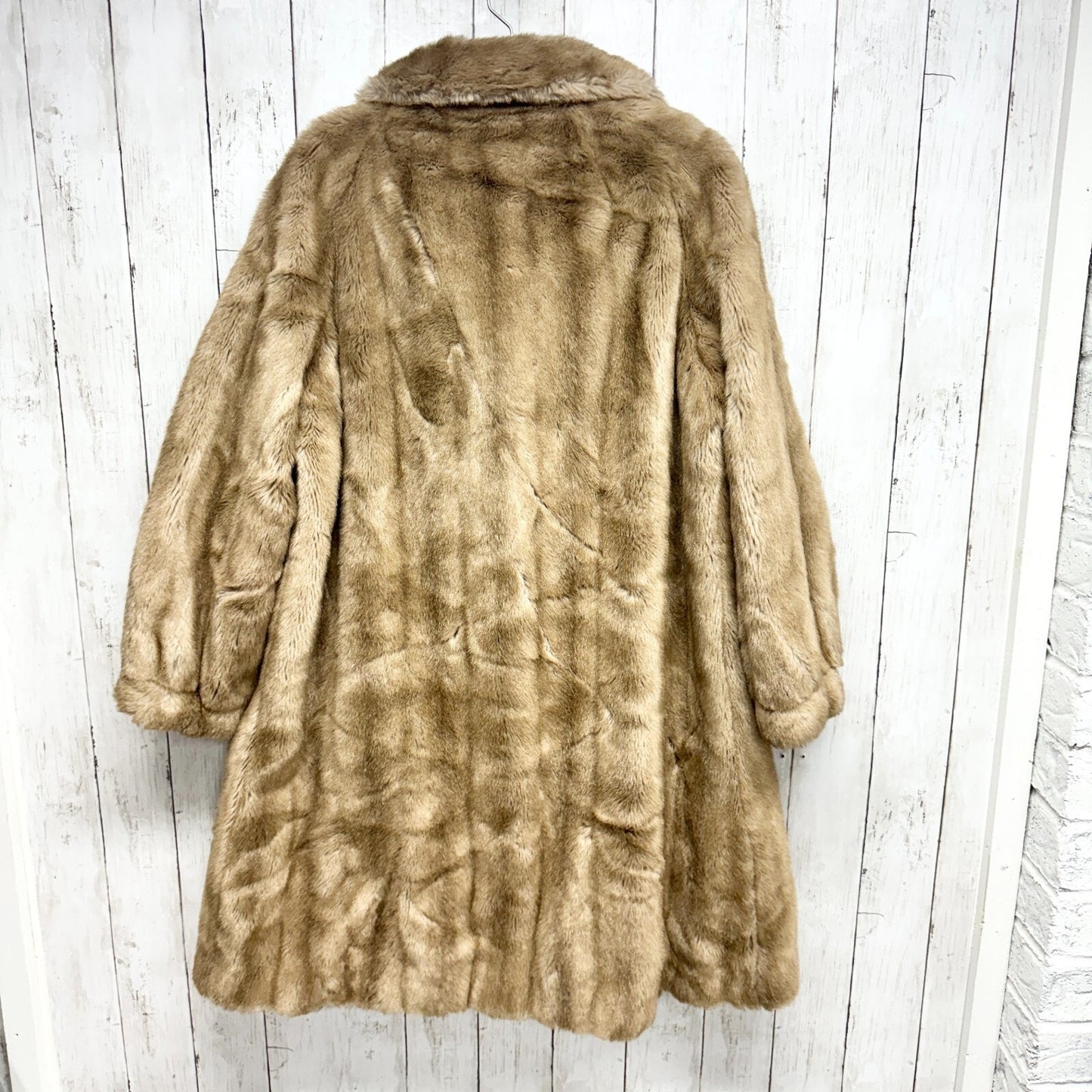 Vintage Coat Unisex Sz 14 Mink Fur Collared Long Sleeve Peacoat Front Pockets