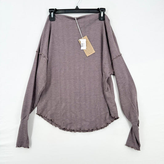 PROJECT SOCIAL T Sweater Women Size Medium Wide Neck Waffle Knit Curved Hem