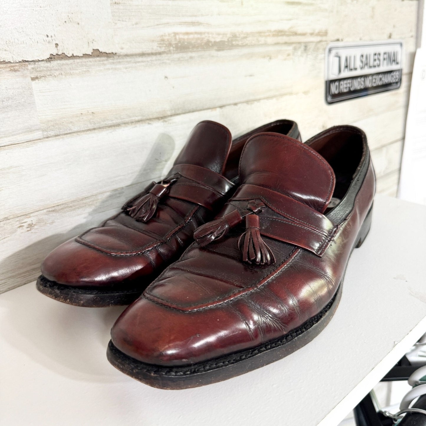 Allen Edmonds Loafers Mens Biscayne 11.5 Burgundy Leather Tassel Shoes Vintage
