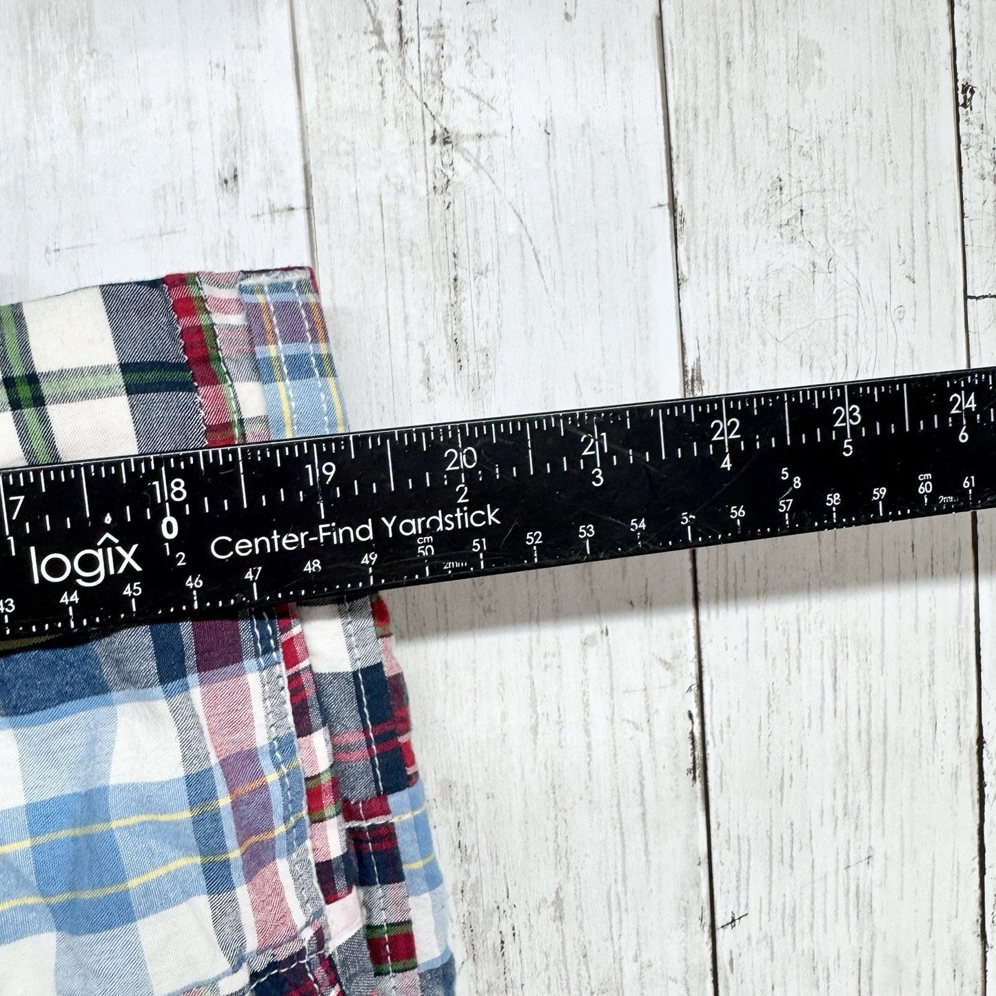 Jos. A. Bank Men Short Size 30 Madras Plaid Patchwork Cotton Chino Shorts Preppy