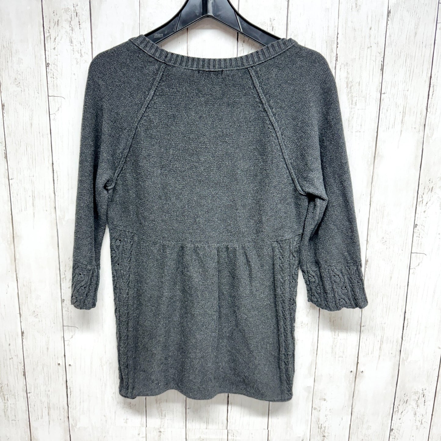 CLAVIN KLEIN Sweater Women Size XL Cable Knit 3.4 Sleeve textured Round Neck