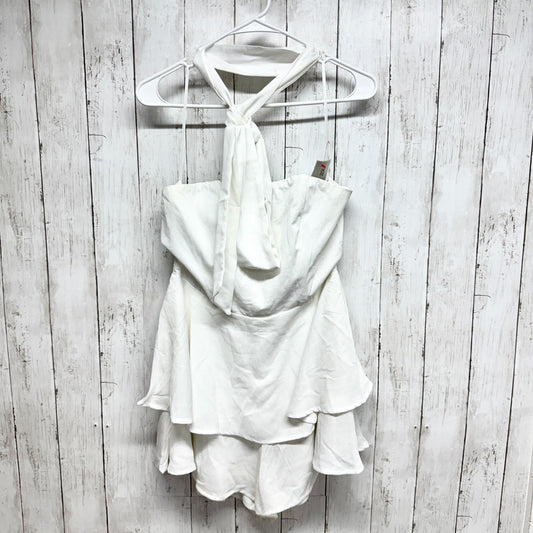 Showpo Romper Women Size 10 White Halter Zip Back Ruffle Short Bridal Wedding