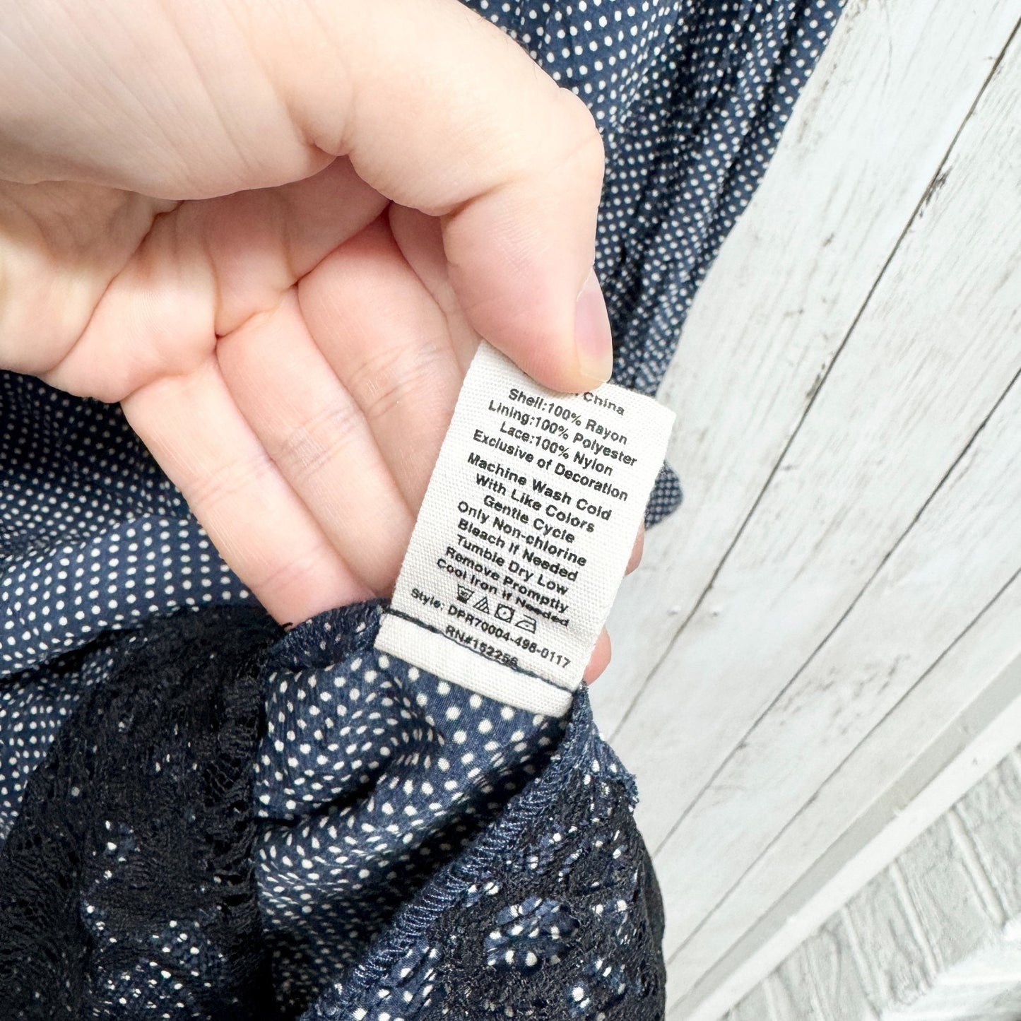 Avec Les Filles Dress Women Size Large Polka Dot Lace Trim Long Sleeve Mini Zip