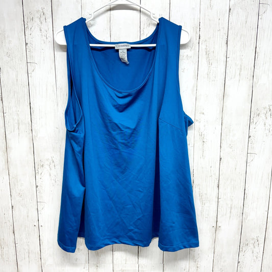 Catherine Tank Top Women 3X (26/28W) Blue Solid Sleeveless Pullover Blouse