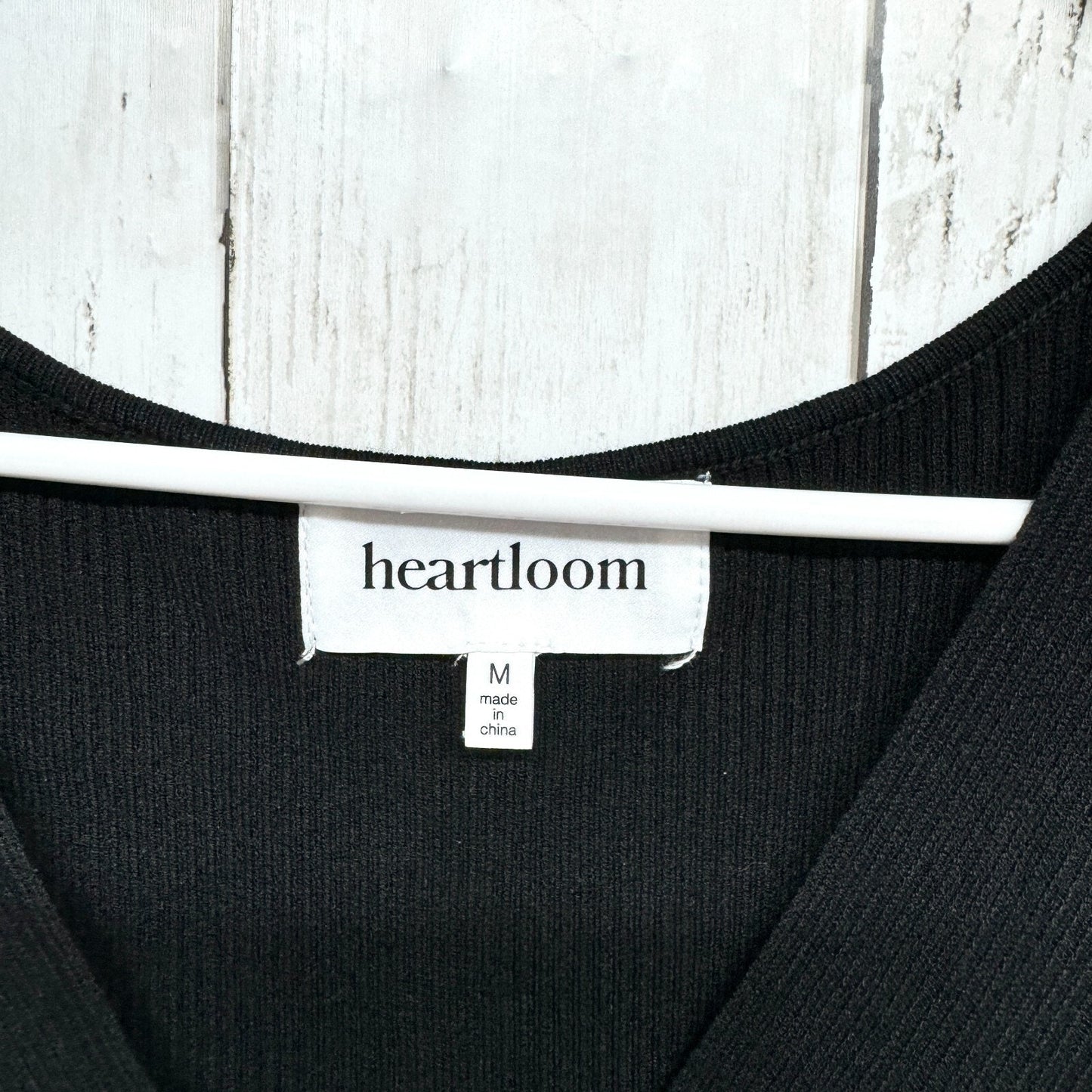 Heartloom Dress Women Size Medium Black Ribbed Vneck Knot Front Sleeveless Midi