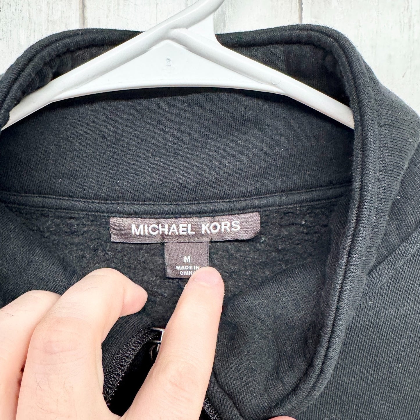 Michael Kors Sweater Men Size Medium Black Mock Neck Quarter Zip Long Sleeve