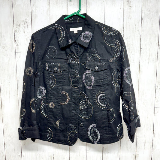 JM Collection Jean Jacket Women 10 Embroidered Denim Casual Style 100% Cotton