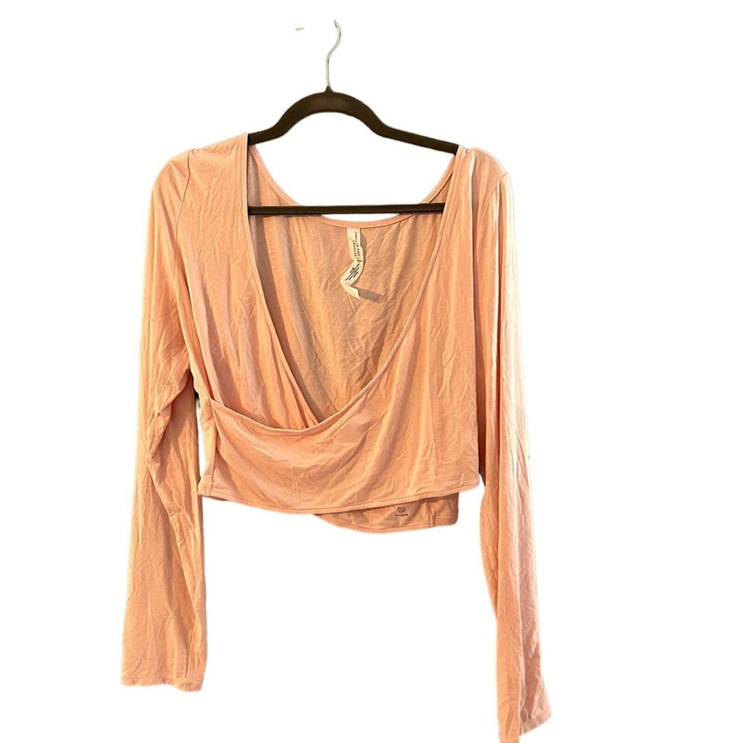 BANDIER X SOMETHING NAVY Top Women Size 2XL Cropped Crossover Pale Blush Pink
