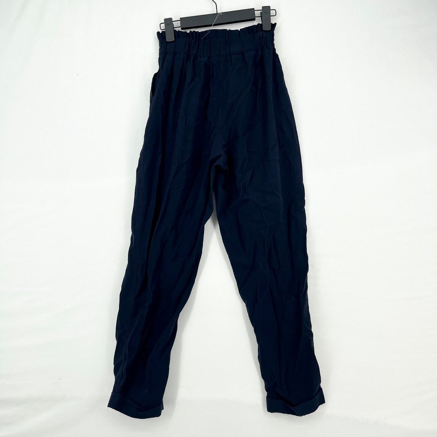 Zara High Waisted Navy Blue Pleated Slim Fit Trousers Size XS