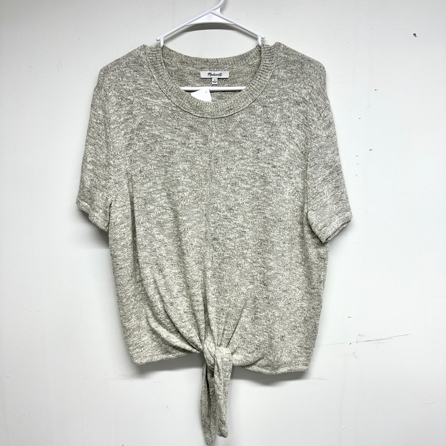 Madewell Top Women's Knot-Front Short Sleeve Knit T-Shirt Gray Size Large