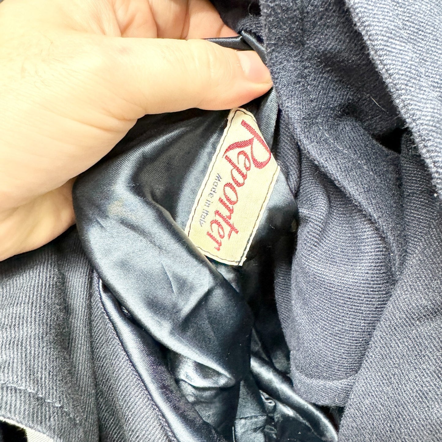 Vintage Reporter Coat Large Navy Collared Button Belted Split Back Long Peacoat