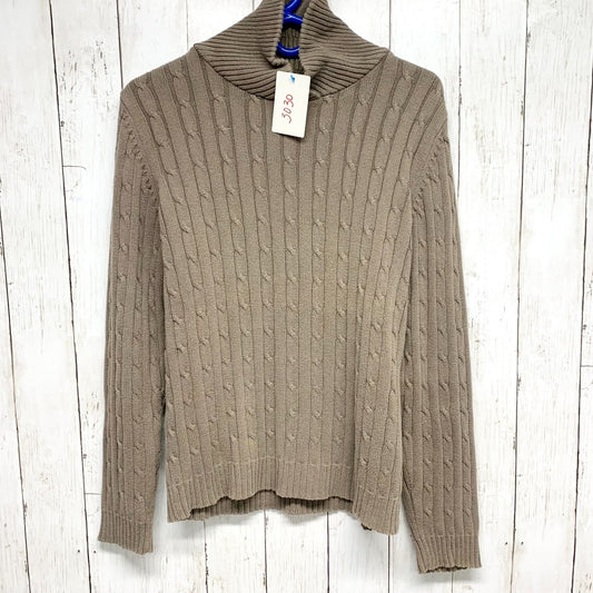 Liz & Co Sweater Women Chest 31" Medium Brown Turtleneck Cable Knit Long Sleeve