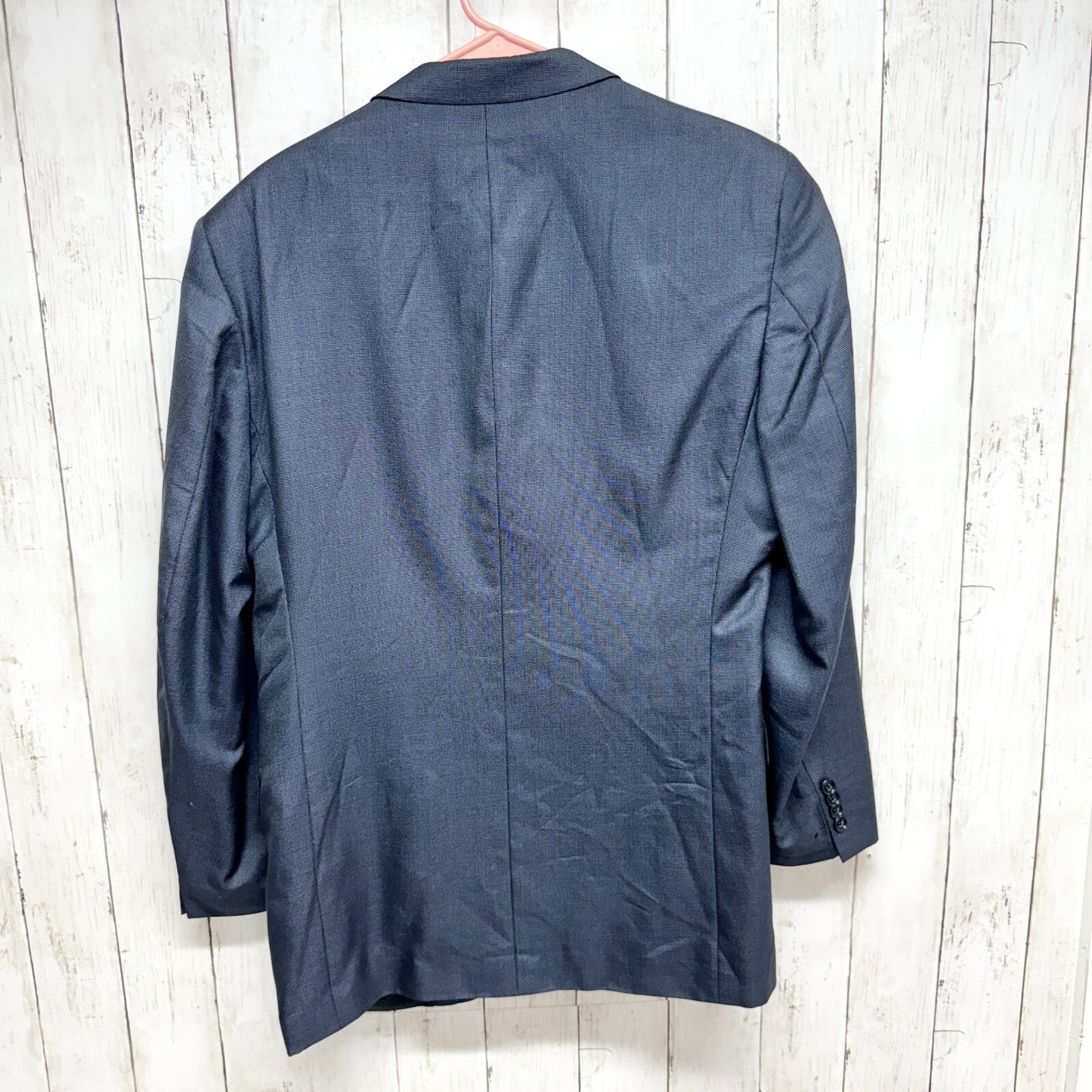 Jones New York Blazer Men Sz 40R Navy Blue Triple Button Wool Silk Chest Pocket