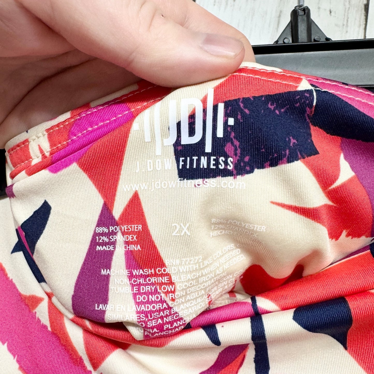 J. Dow Fitness Pants Women Size 2X Pink Cream Orange Athletic Leggings Pockets