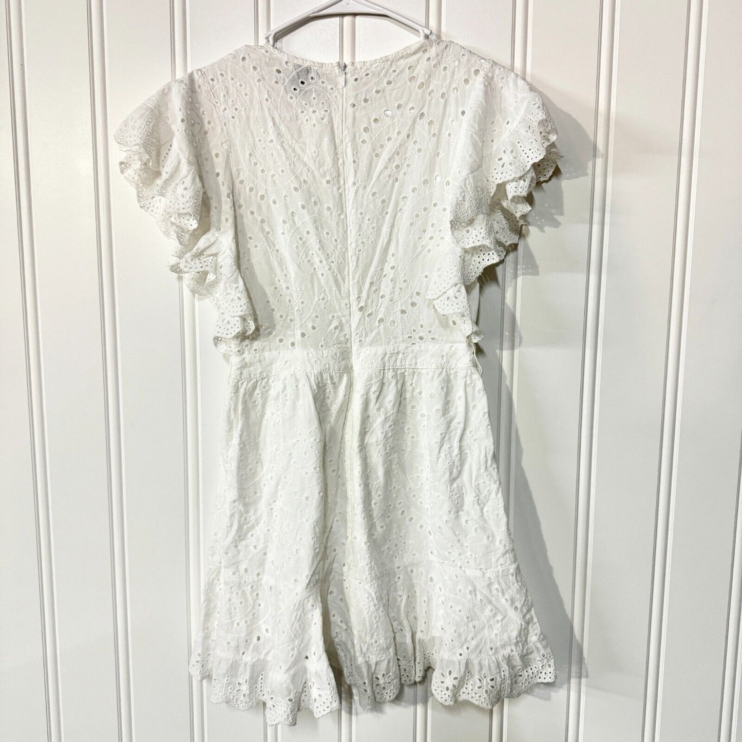 Princess Polly Dress Women Size 4 Ruffled Pleated Mini White Cottage Flared Lace