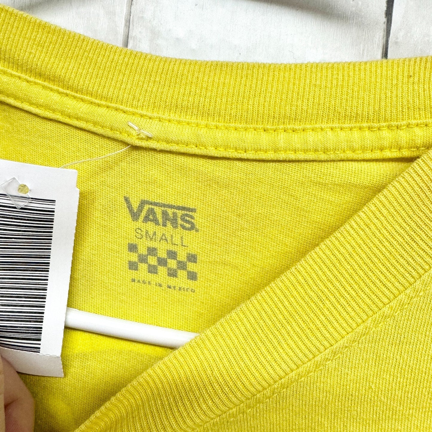 VANS Top Women Size Small Cotton Crewneck Graphic Long Sleeve Yellow Graphic