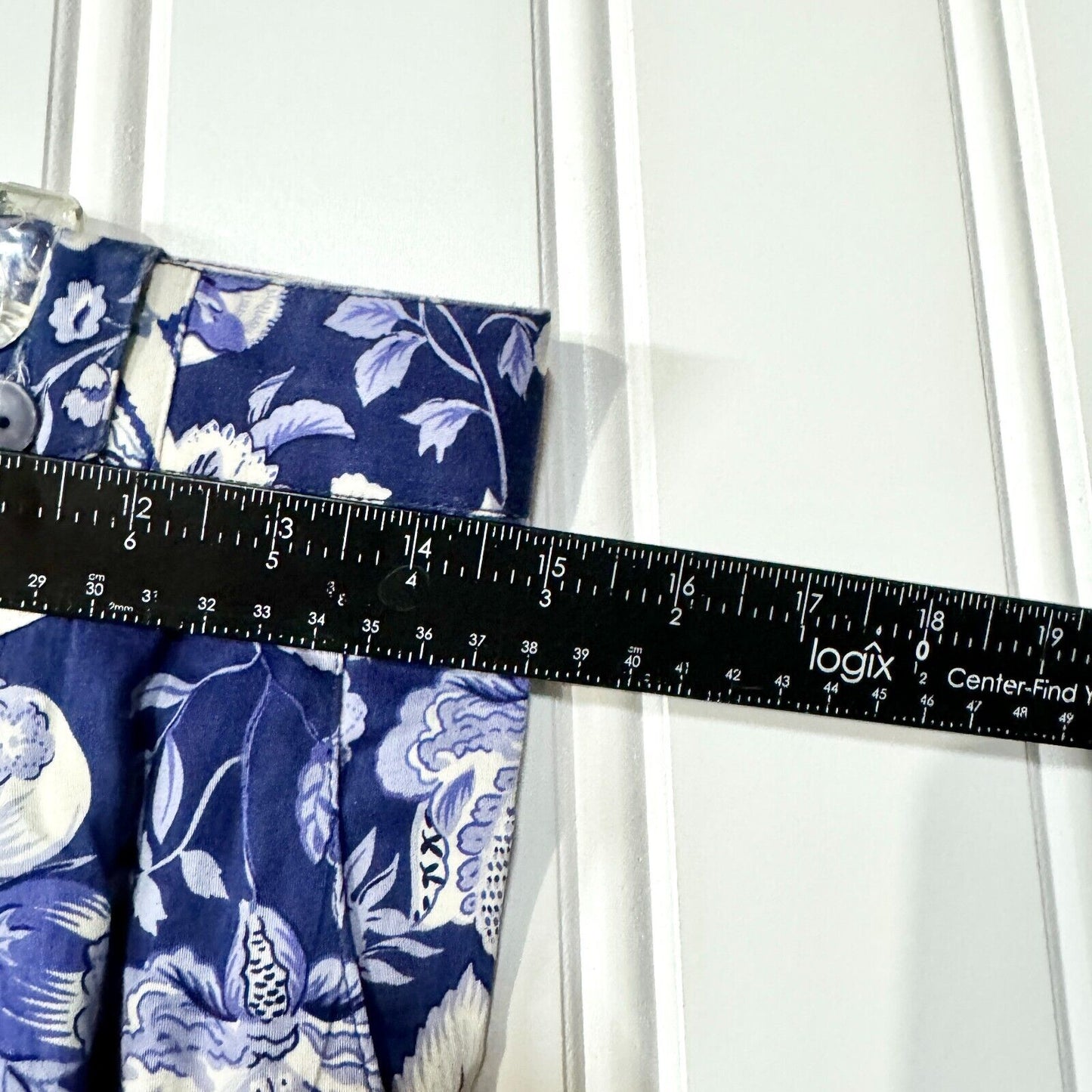 VTG Alexander Campbell 2 Piece Blue Button Down Top & Skirt Set Floral Collared