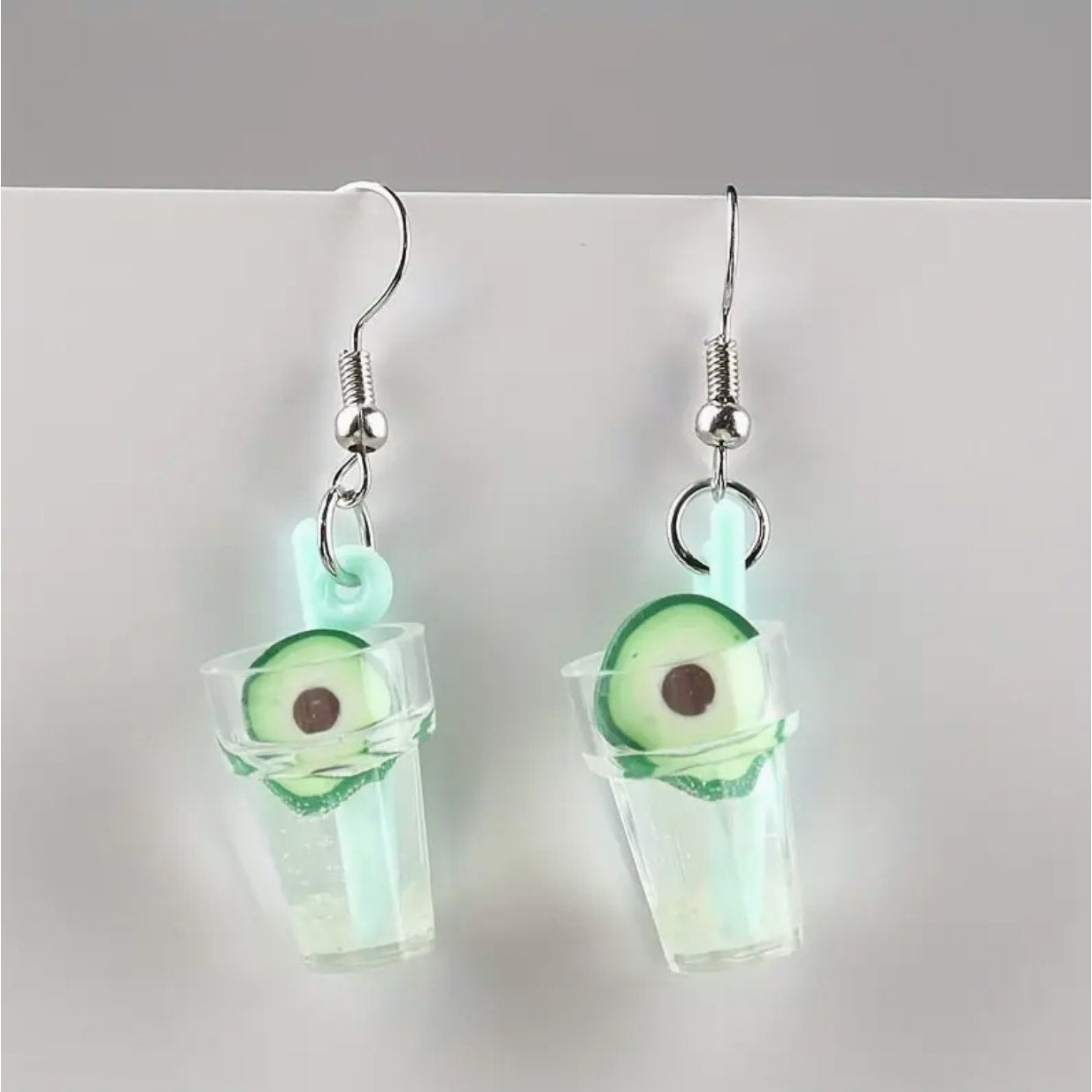 Y2K Inspired Mini Avocado Fruit Cup Earrings - Colorful Resin Dangle