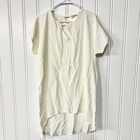 Soft Surroundings Cream 100% Cotton Short Sleeve Tunic Dress Size PL
