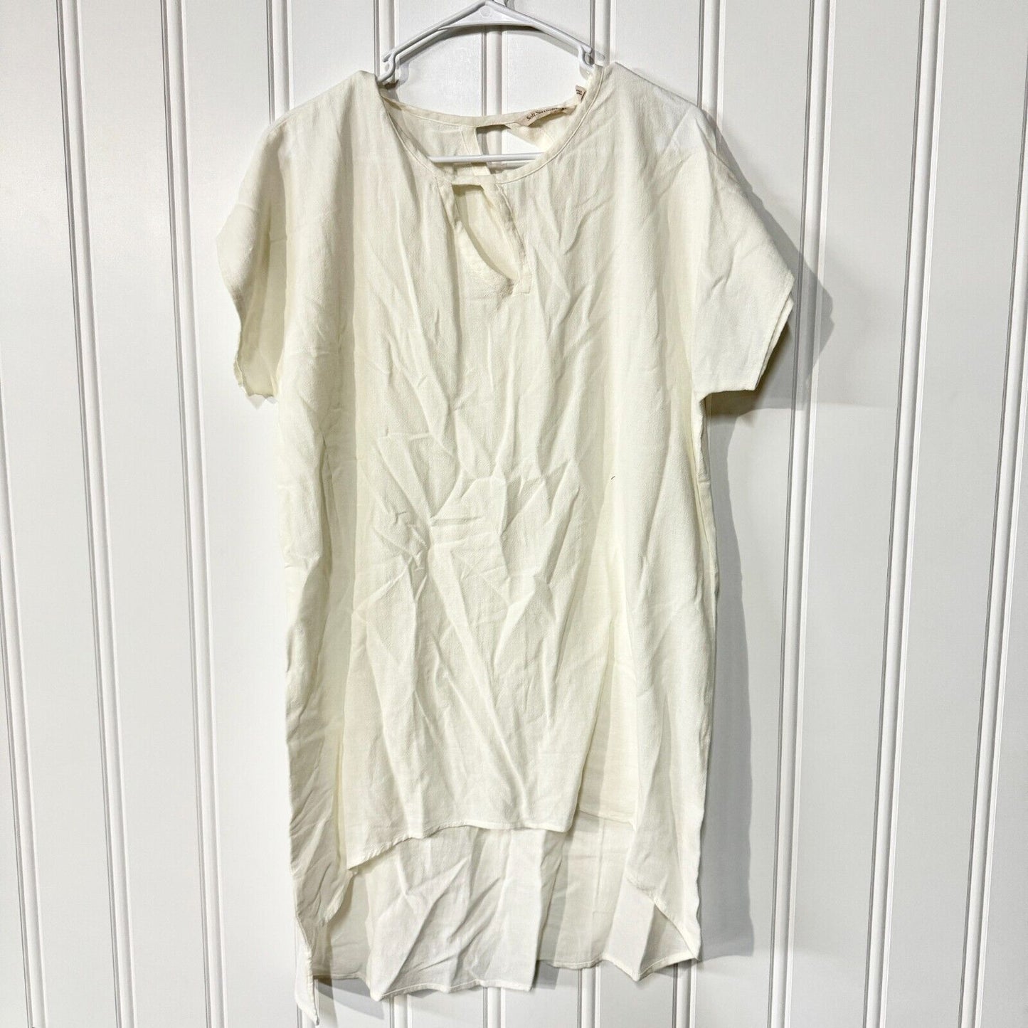 SOFT SURROUNDING Dress Women Size PL Cream White 100% Cotton Short Sleeve Tunic
