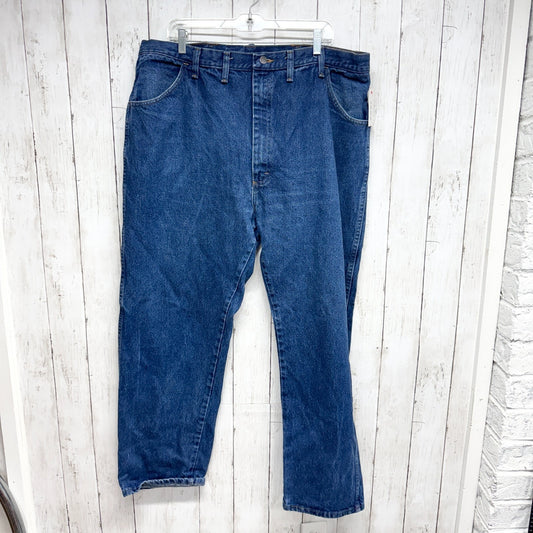 Vintage Rustler Pants Men Size 44 X 30 Medium Wash Denim Relaxed Straight Jeans