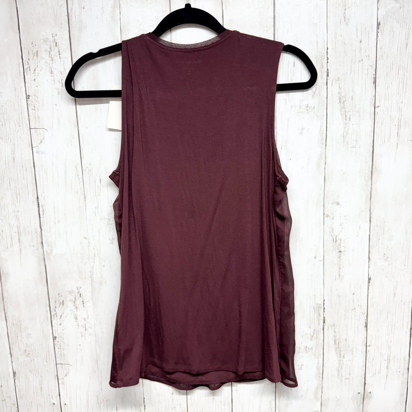 Coldwater Creek Top Women Size XS Brown Beaded V-Neck Sleeveless Blouse Sheer