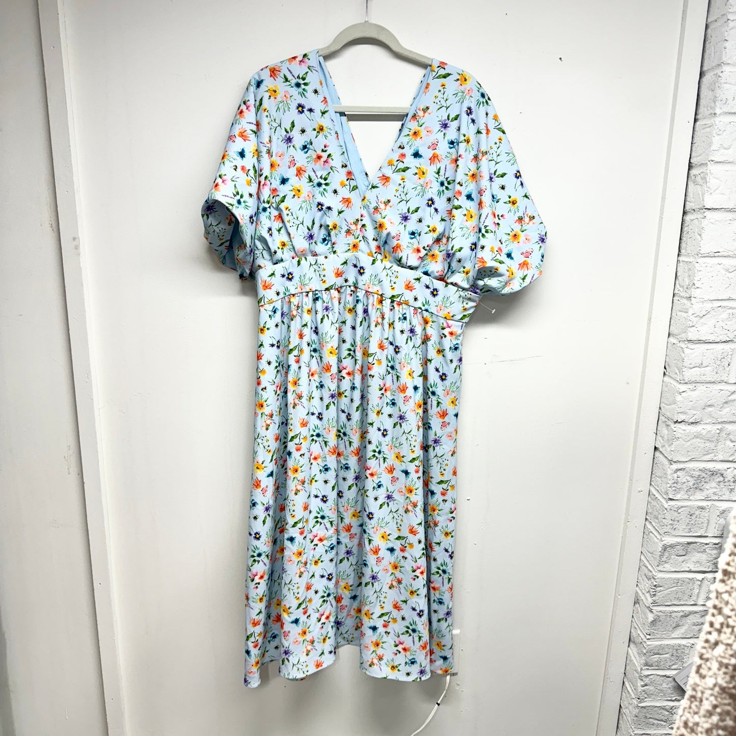Alexia Admor Womens August Midi Dress Halogen Garden V-neck Plus Size 1X