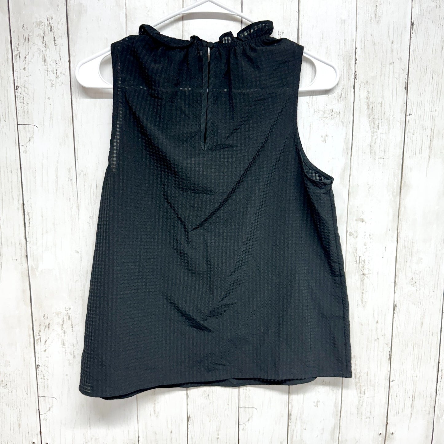 WHO WHAT WEAR Top Women Size XS Mock Neck Sleeveless Black Tank Top Textured