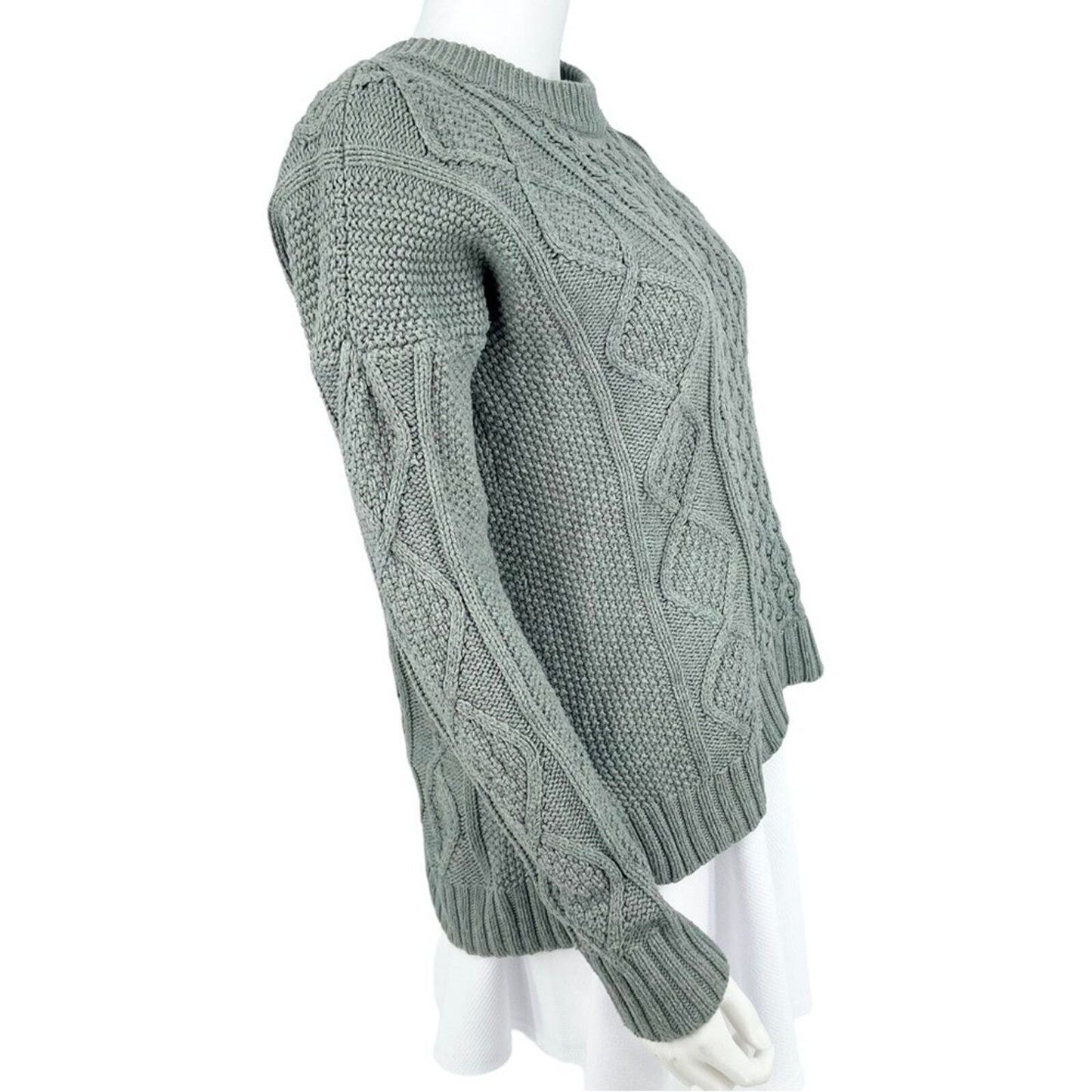 MADEWELL Sweater Women’s Size Medium Knit Teal Classic Cable Pullover Long