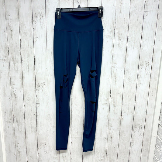 ALO Yoga Legging Small Ripped Warrior Laser Cut High Waist Blue Distressed Ankle