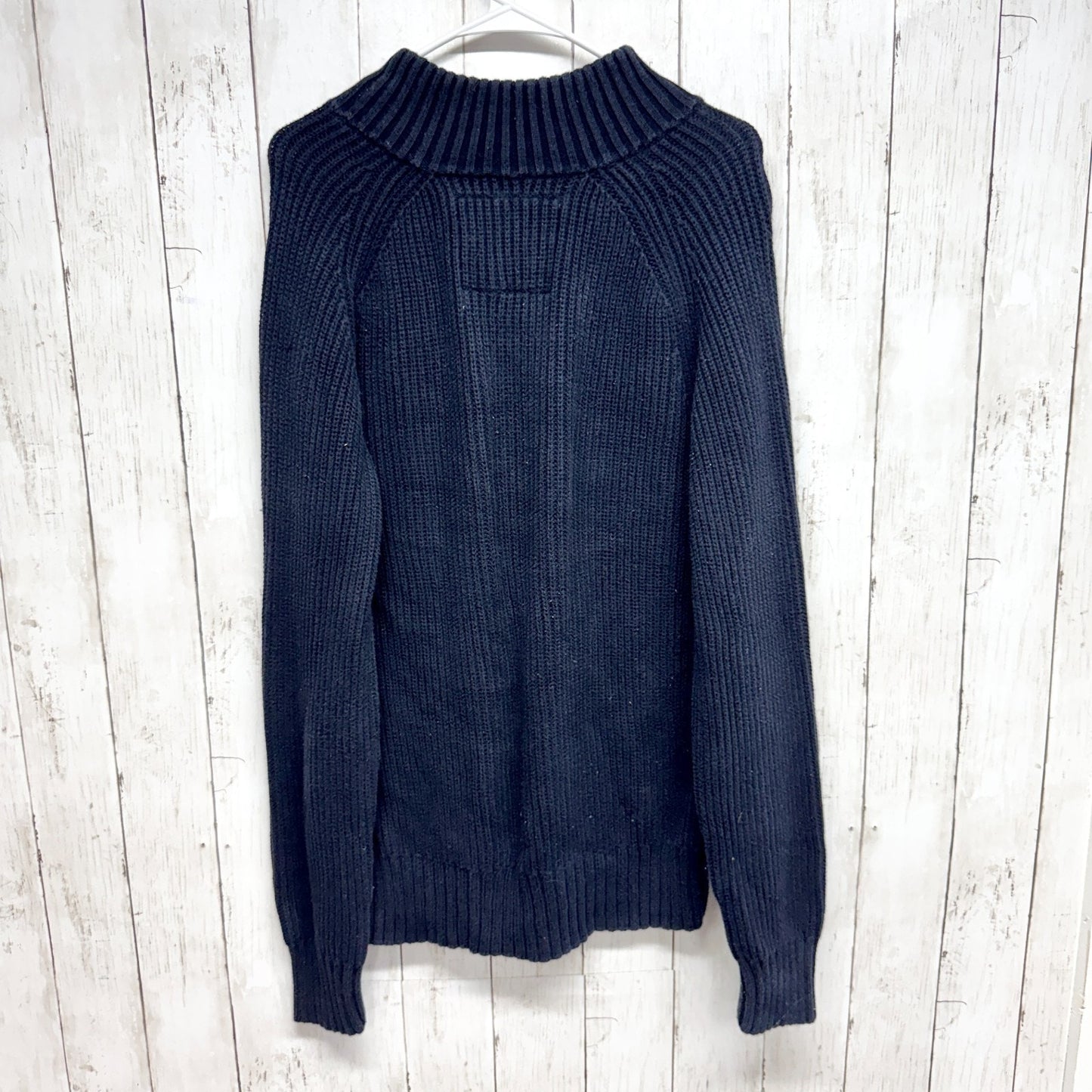 American Eagle Sweater Men Size Large Navy Button Front Cable Knit Long Sleeve