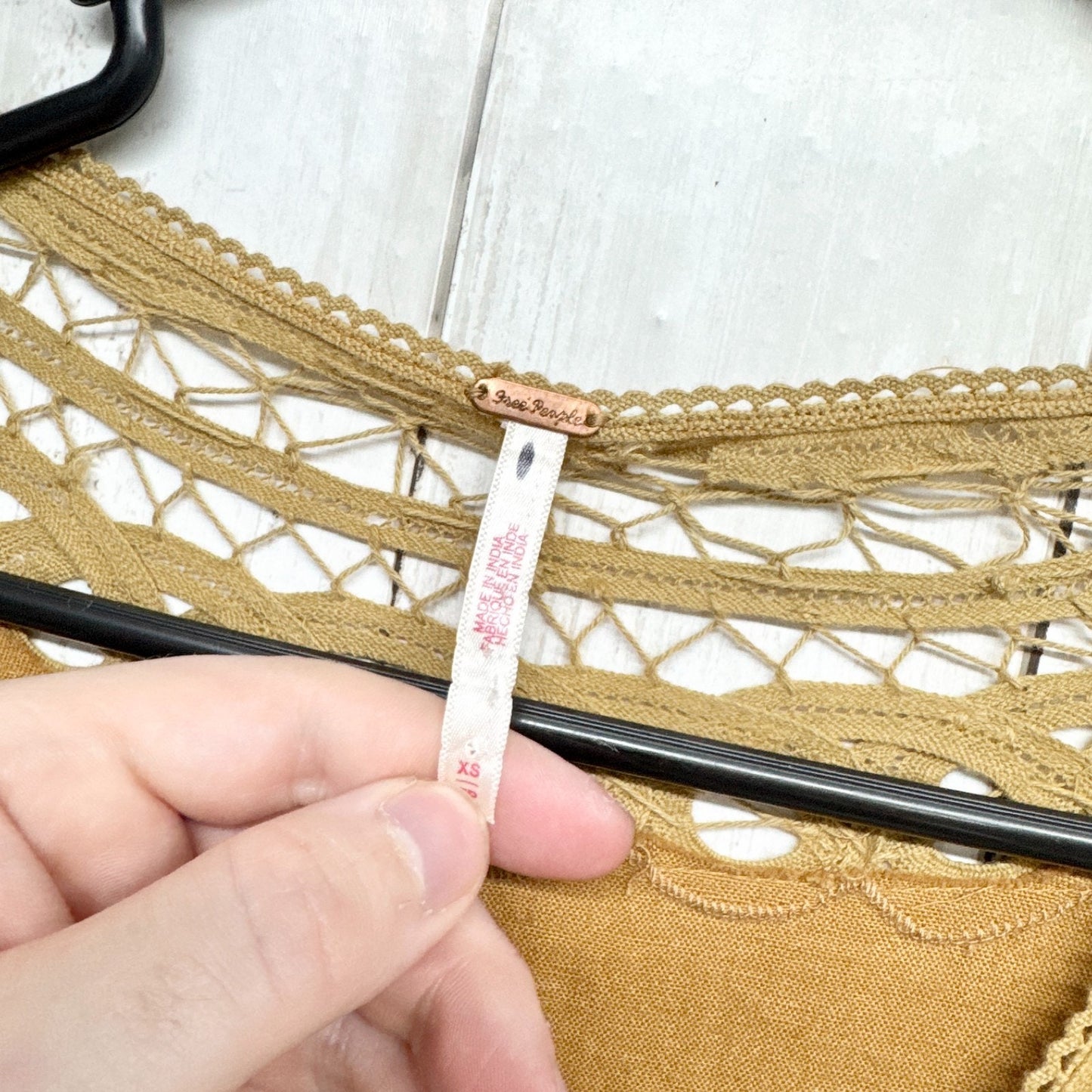 Free People Dress Women Size XS Mari Mini Gold Mustard Yellow Lace Button Front