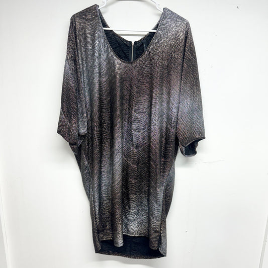 Zara Basic Evening Womens Silver/Brown Metallic Oversized Mini Dress Size M