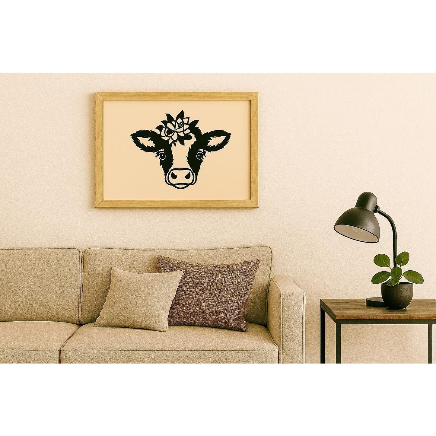 Minimalist Abstract Wall Art | Black Line Cow Modern Farm Life Artwork
