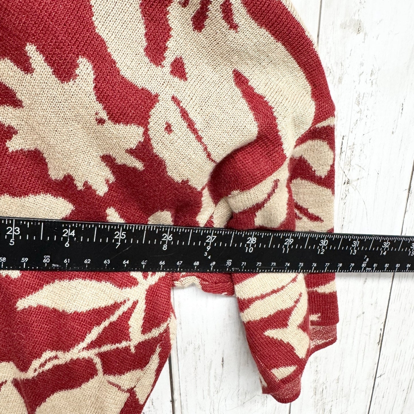 Peruvian Connection Sweater Women Size M/L Botanical Boat Neck 3/4 Sleeve Blouse