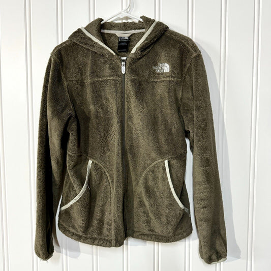 The North Face Jacket Brown Fleece Hooded Zip Up Pocket Outdoors Size M