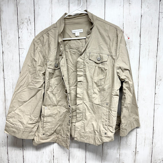 Christopher & Banks Jacket Women XL Tan Collared Utility Pockets Casual Rugged