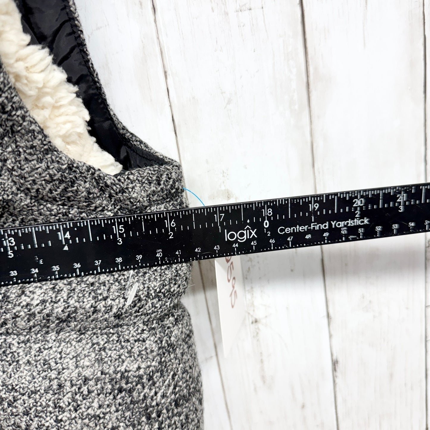 Ci Sono Vest Women Size Medium Black Gray Puffer Hooded Faux Fur Full Zip Pocket